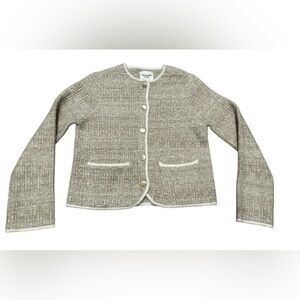 Abercrombie & Fitch Novelty Button Tweed-Inspired Sweater  Jacket Tan Women's XS